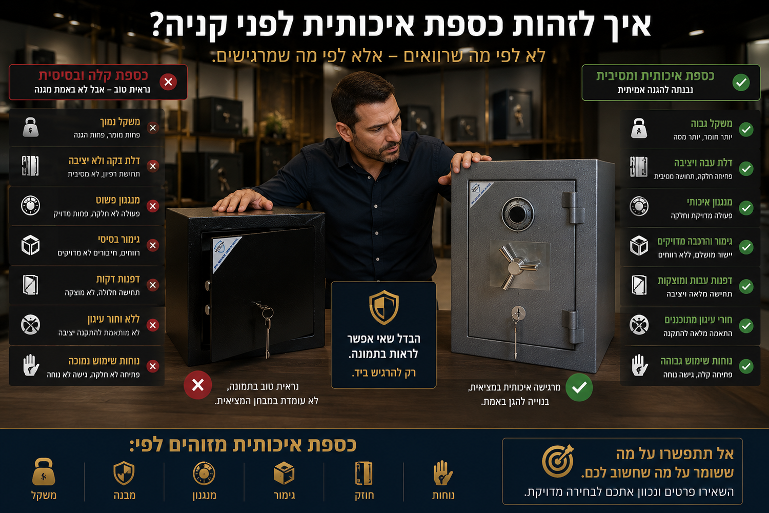איך לזהות כספת איכותית - הסימנים שהמפרט לא מראה