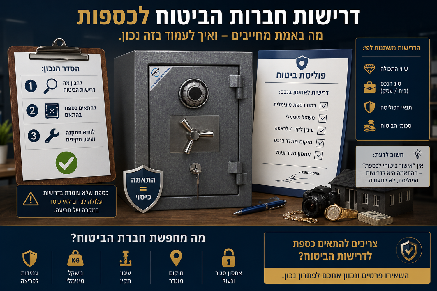 דרישות חברות הביטוח לכספת - מה באמת מחייבים ואיך לעמוד בזה