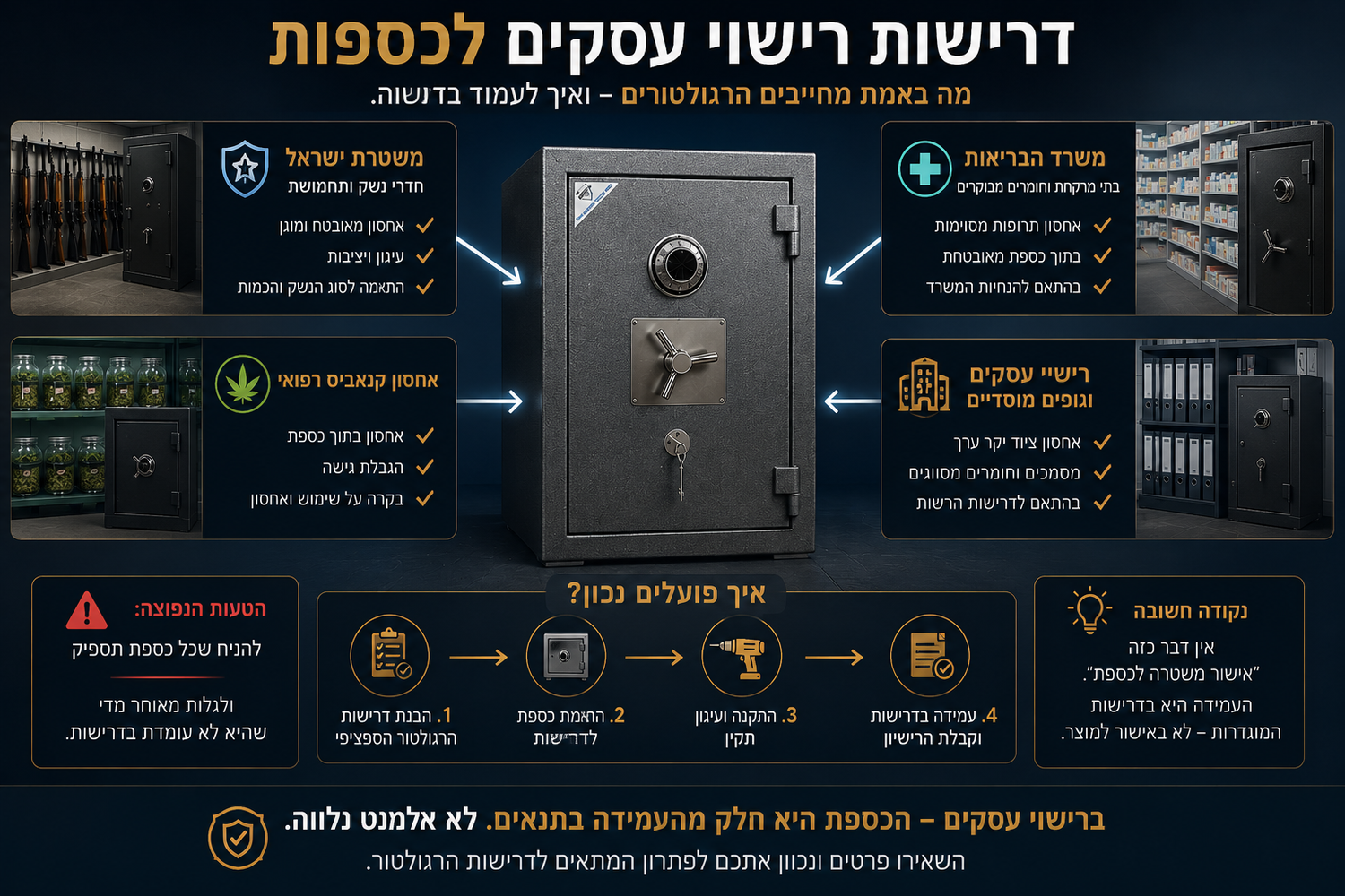 דרישות רישוי עסקים לכספת - מה באמת מחייבים הרגולטורים