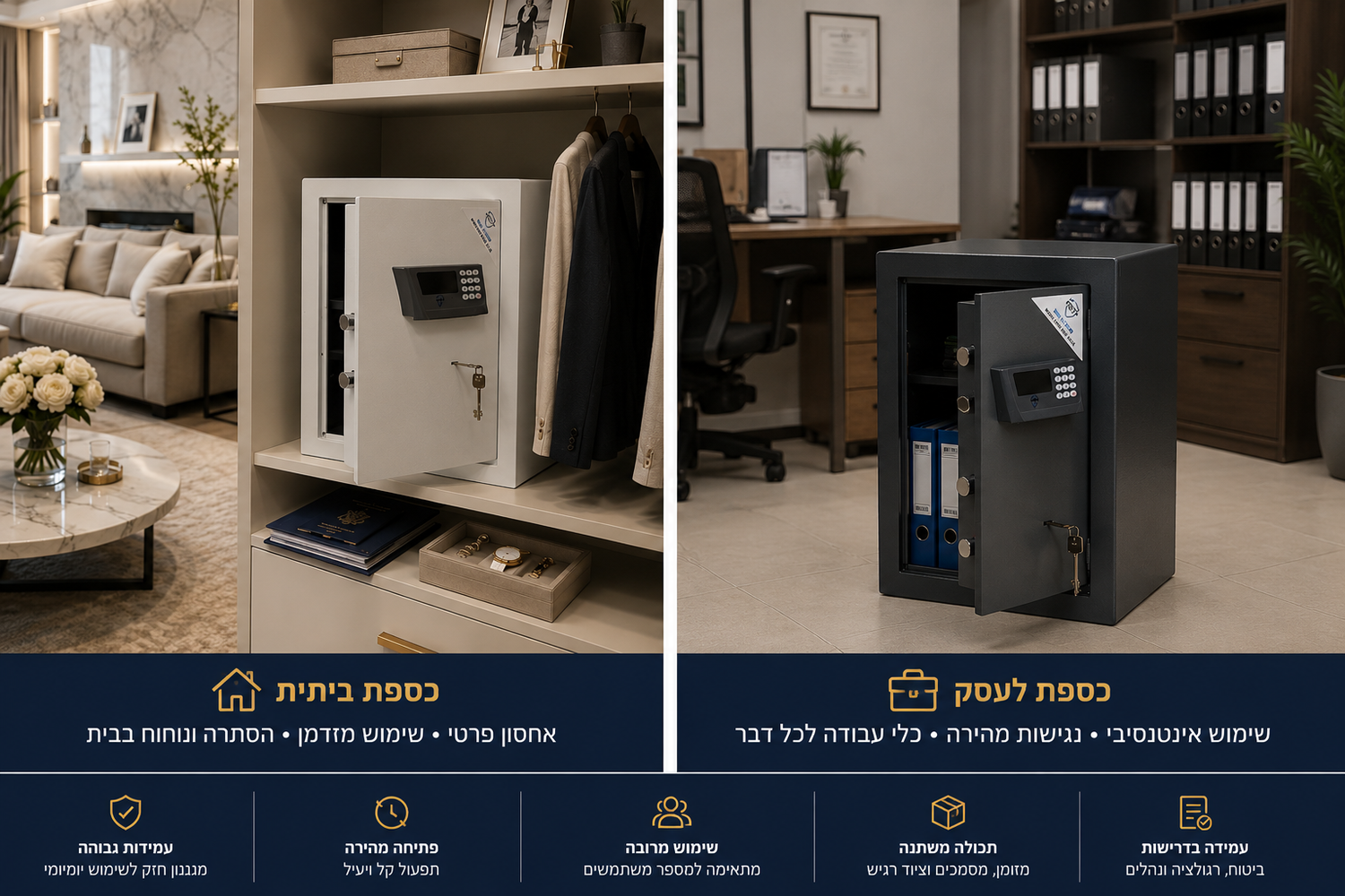ההבדל בין כספות ביתיות לכספות לעסקים - מה באמת שונה